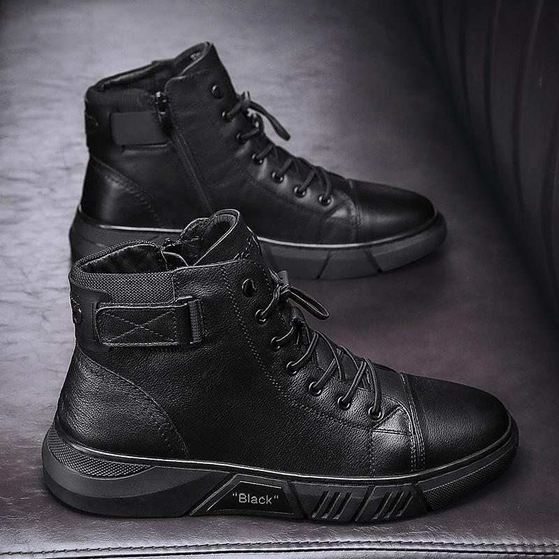 Hector - Bottes en cuir robustes pour hommes en cuir noir